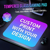 Tapis de souris en verre trempé micro-gravé, impression personnalisée, lisse, antidérapant, imperméable, accessoires de bureau pour jeux FPS, grande taille