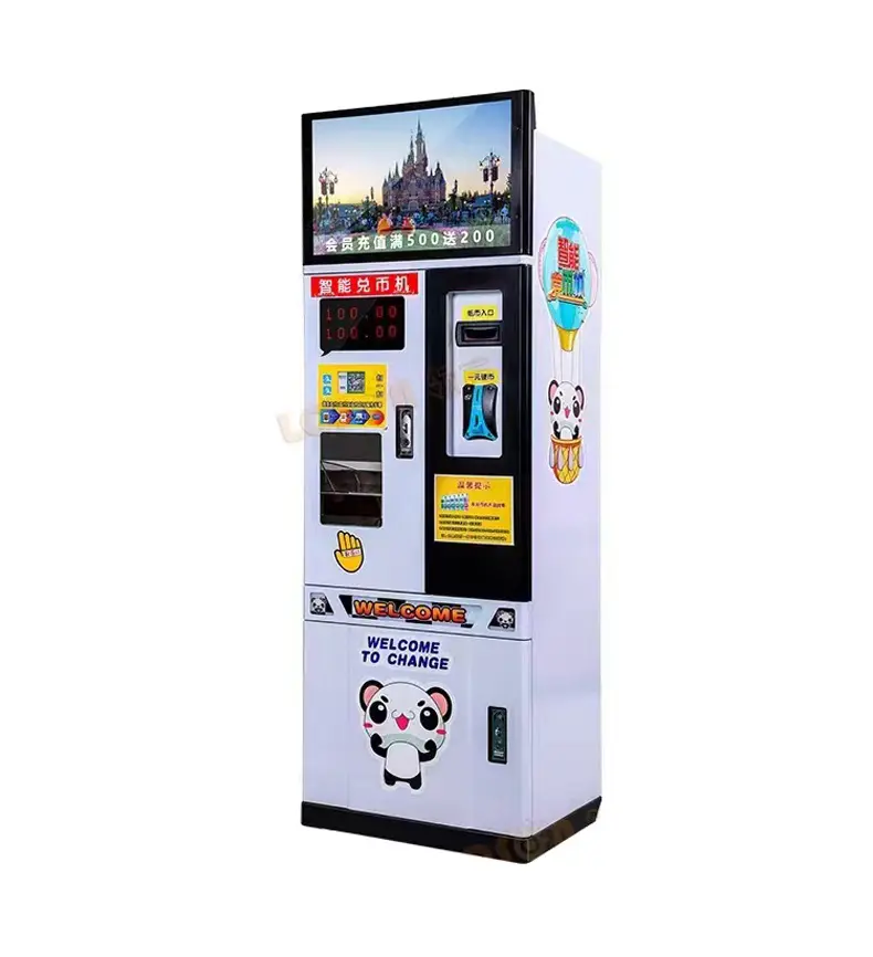 Distributeur de jetons personnalisé Parc d'attractions Plusieurs devises ATM Bill Coin Change Vending Token Echangeur Machine à vendre