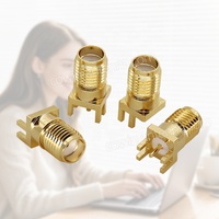 Conector RF SMA Hembra Recto, Chapado en Oro, 6GHz, Montaje en PCB, Adaptador Coaxial