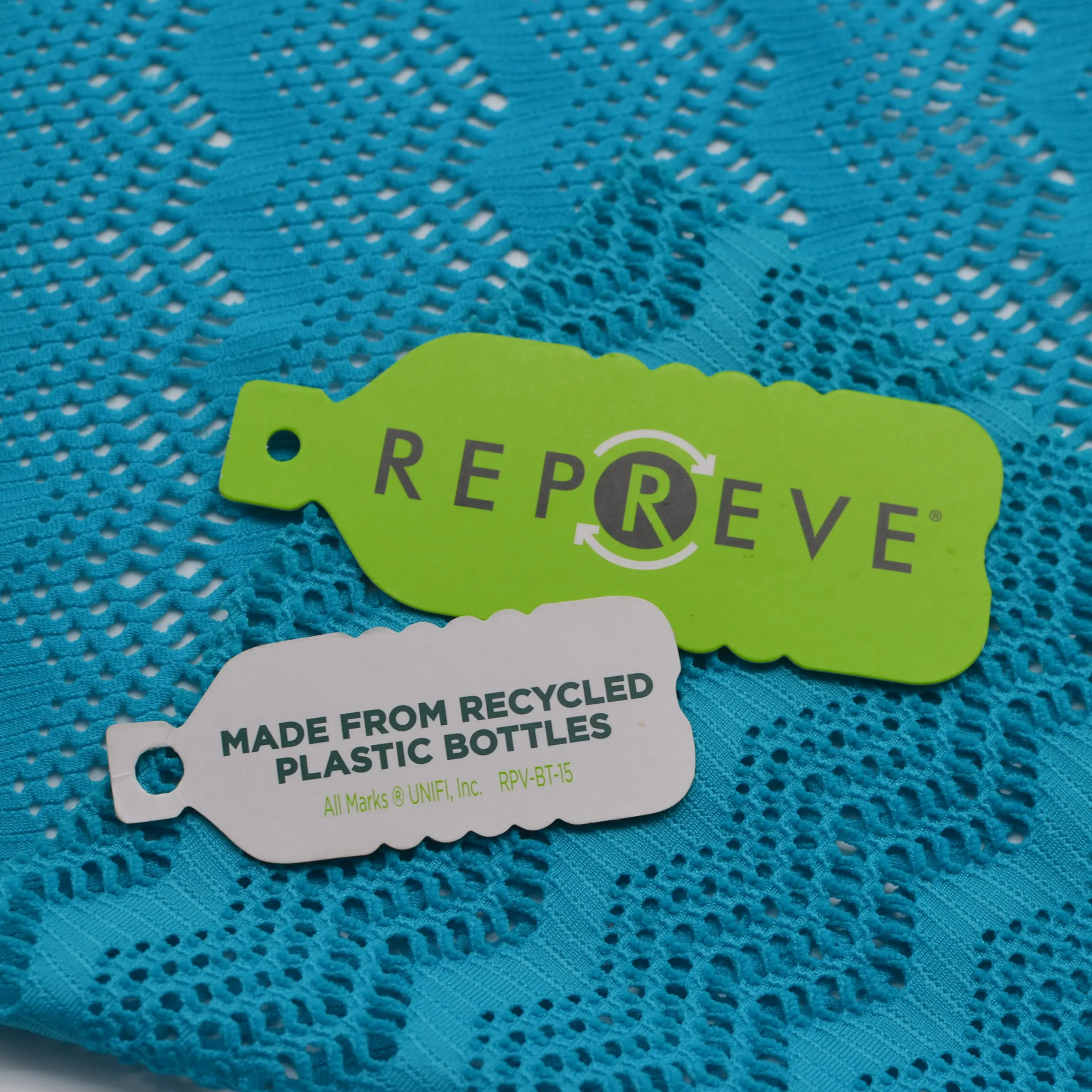 De alta calidad botella de plástico reciclado de la tela del 95 Nylon 5 de malla de Spandex de elastán. Reciclar la tela tejido Jacquard
