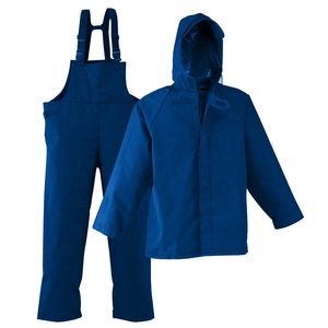 Chubasquero de poliéster impermeable personalizado barato, <span class=keywords><strong>traje</strong></span> de lluvia de pescador para pesca, trabajo, senderismo, incluyendo chaqueta y pantalones con pechera - Product Image 3