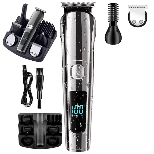 Men Beard Trimmer & Hair Clipper Set Cordless Electric Shaver Body Groomer Shaver Stainless Steel Blade Trimmer