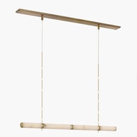 Suspension linéaire haut de gamme en marbre d'albâtre naturel, luminaire suspendu de luxe réglable pour villa résidentielle, hôtel, salle à manger