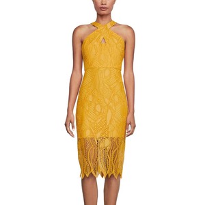 Venta al por mayor nuevo moda <span class=keywords><strong>amarillo</strong></span> elegante sin mangas sexy bodycon vestidos de encaje - Product Image 1
