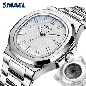 SMAEL D8060 นาฬิกาควอทซ์สแตนเลสสำหรับผู้ชาย หน้าปัดสีดำ ตัวเลขโรมัน แสดงวันที่ นาฬิกาธุรกิจแบบอะนาล็อก - Product Image 4