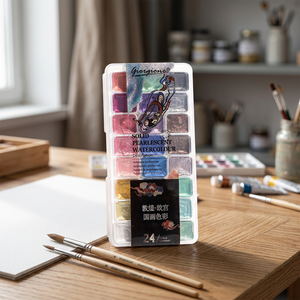 Juego de Pinturas de Acuarela Sólidas Giorgione G-XC24 en Caja de PVC, 24 Colores Perlados de 3 ml, 6.2x6.5 cm, para Papel/Lienzo - Product Image 4