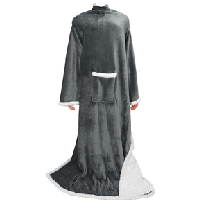 Ultra weiche <span class=keywords><strong>Flanell</strong></span> Fleece Sherpa 2 Schichten tragbar mit Ärmeln bequeme TV-Decke kuschel ige Decke - Product Image 3