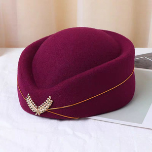 Chapeau béret en feutre pour hôtesse <span class=keywords><strong>de</strong></span> <span class=keywords><strong>l</strong></span>'<span class=keywords><strong>air</strong></span>, costume <span class=keywords><strong>de</strong></span> vol en <span class=keywords><strong>avion</strong></span> pour femmes, vente en gros, étiquette, hôtesse, assistante - Product Image 4