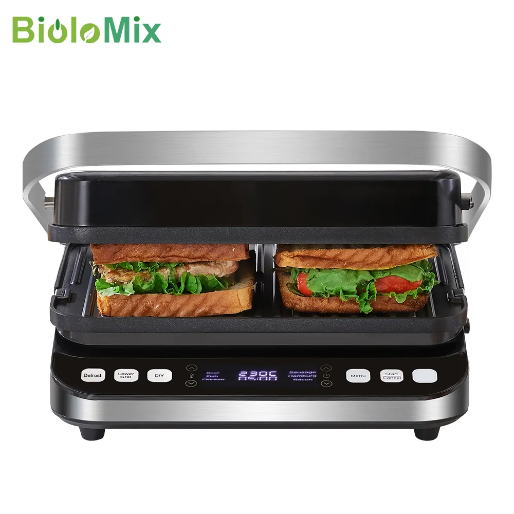 Thiết Bị Nhà Bếp Gia Dụng Nướng BBQ 2000W Nướng Điện Nướng Sandwich Press Liên Hệ Với Grill/Panini/Sandwich Maker BioloMix