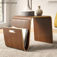 Table basse de thé de stockage en bois de teck incurvé minimaliste pour des meubles de salon