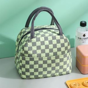 New Arrival Student School Adult Thermal Lunch <b>Box</b> Tote Food Storage Seersucker Plaid Insulated Bag Lunch <b>Cooler</b> Bags - Product Image 5
