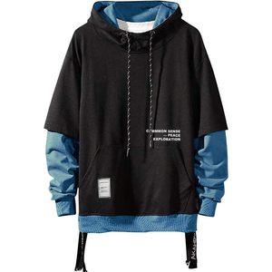 FOXA <b>Mens</b> Colorblock Hoodie Unisex <b>Pullover</b> With Pocket Breathable French Terry Sweatshirt Casual Hip Hop Top - Product Image 1