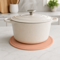 Sous-plat rond en silicone résistant à la chaleur, antidérapant, lavable, pour cuisine, support de pot, dessous de tasse