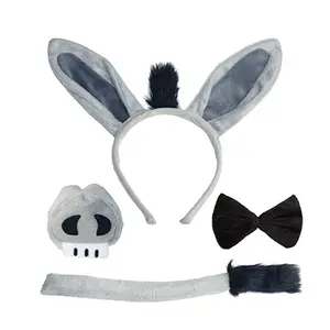 Disfraces de Donkey, accesorios de animales para Halloween, vestido de lujo, orejas, cola de Donkey, 5074