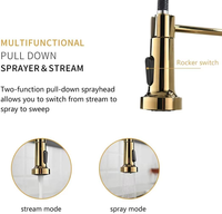 Keran Dapur Modern Bahan Paduan Seng Hitam, Tuas Tunggal, Pemasangan di Atas Meja, Air Panas Dingin, Mixer Wastafel, Lapisan Keramik Premium, Finishing Brushed