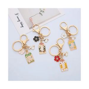 Cute <b>Cartoon</b> Metal Creative Good Luck Sakura Blessing Keychain Bag <b>Backpack</b> Pendant Charm Keyring Gifts - Product Image 1