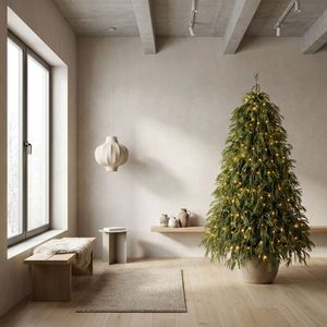 Sapin de Noël artificiel Premium Écologique Effet Naturel Pliant en PE et PVC, Épais et Dense, Pré-éclairé avec Support Métallique - Product Image 3