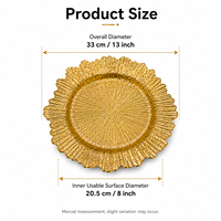 Assiette de Présentation Texturée en Plastique Doré, Argenté, Noir, Festonnée pour Mariages, Banquets et Dîners – Vente en Gros