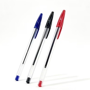 Simple Design Cheap Low Price Promotional Plastic 1.0mm Three Colors Ball <b>Pens</b> for Student Exam - Product Image 3