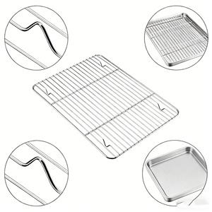 Full Size Stainless Steel BBQ Rack <strong>Grill</strong> Bread Baking <strong>Tray</strong> Display Rack Heat Resistant <strong>Oven</strong> Rack Wire Mesh <strong>Tray</strong> with Feet - Product Image 4