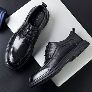 Chaussures en cuir pour hommes de haute qualité 2025, grande taille, bout carré, en cuir de vachette véritable, respirantes, légères, à lacets - Product Image 5