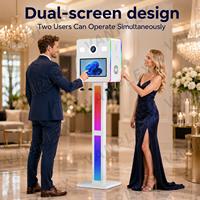 Photomaton à double écran avec éclairage RVB, écran tactile de 15,6 pouces, photomaton en métal pour les fêtes, les mariages, les événements, la photographie en location