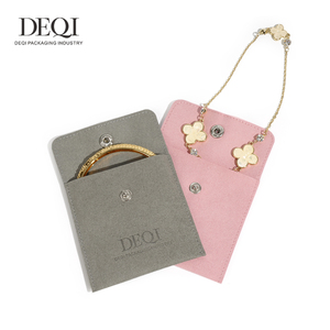Custom logo Size Microfiber Jewellery Bag Double Side Fleece Snap Button Cloth Flap Flannel Bag Jewelry Envelope Packaging <b>Pouch</b> - Product Image 4