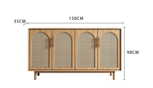 Buffet en bois massif et <span class=keywords><strong>rotin</strong></span>, meuble de rangement à quatre portes pour le salon, <span class=keywords><strong>armoire</strong></span> moderne et créative pour le porche - Product Image 6