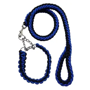 2023 Op Maat Gemaakte Gevlochten Heavy-Duty Nylon Webbing Grote Pet Lead Paracord Touw Hondenhalsband