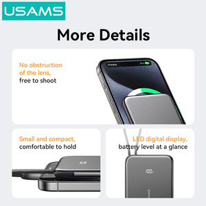 แบตเตอรี่สำรองไร้สาย USAMS CD227 สำหรับโทรศัพท์แอนดรอยด์ แบตเตอรี่สำรองแม่เหล็ก 10000mah สำหรับ <span class=keywords><strong>iPhone</strong></span> 16 15 <span class=keywords><strong>14</strong></span> 13 Pro Max - Product Image 6