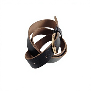 Vintage Style Unisex <b>Cow</b> Hide Leather Belt Eco-Friendly Customizable Width Length Square Pin Solid Pattern Business One-piece - Product Image 3
