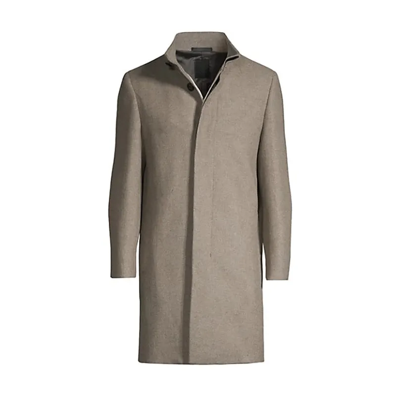 OEM High Quality Camel Woolen Overcoat With Three Buttons and Two Side Pockets for Men Daily Formal Wear