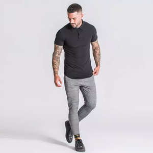 T-shirt col roulé 100 % coton personnalisé avec logo, manches courtes, écologique, respirant, technique jersey, design vierge, pour homme grande taille - Product Image 5