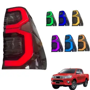 LED Rear Lamp RGB Waterfall Light Colorful DRL Daytime Running light Taillights For Hilux Revo 2015-2024 Rear Lights