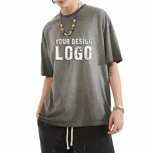 Camiseta de Verano para Hombre, Estilo Casual, Hombros Caídos, Media Manga, al por Mayor, OEM, Lavada, Color Degradado Vintage, Holgada - Product Image 5