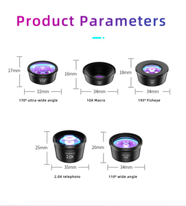 Kit d'objectifs professionnel GiAi 5 en 1 pour smartphone et appareil photo, verre HD grand angle, téléobjectif <span class=keywords><strong>2X</strong></span>, fisheye macro 10X, filtre CPL - Product Image 2