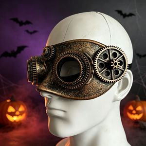 Masque steampunk HLC avec lunettes de protection, masque demi-visage de style mécanique pour Halloween, accessoire de <span class=keywords><strong>costume</strong></span> pour bal masqué et festival cosplay - Product Image 5