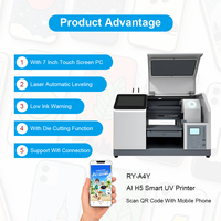 Impresora UV de Cama Plana A4 para Impresión de Etiquetas Adhesivas PET, Impresora de Inyección de Tinta con Pantalla Táctil Integrada y Cortador 2 en 1