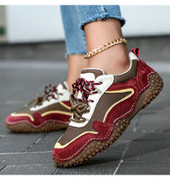 Chaussures pour femmes, nouvelle mode, couleur contrastée, cuir véritable, semelle souple, lacets, chaussures plates décontractées