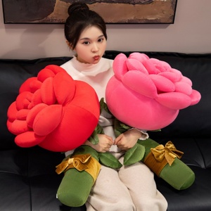 Grande Cuscino <span class=keywords><strong>a</strong></span> Forma di Rosa, Bambola Lunga da Abbraccio, Morbido Peluche, Regalo di San Valentino per Ragazze - Product Image 2