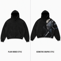 Sweat à capuche noir Original Slate Armor, motif géométrique, style streetwear utilitaire, pour le printemps, 100% polyester respirant, vente en gros OEM