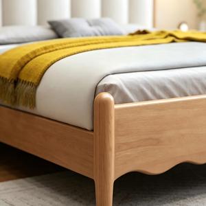 Simple Modern Solid Wood Rubber <b>Double</b> Wooden 1.5m 1.8m Twin Soft <b>Bed</b> Frame Home Furniture Bedroom <b>Beds</b> - Product Image 3