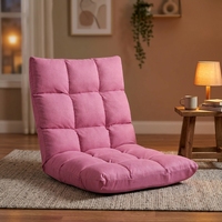 Chaise de sol pliante, une place, réglable sur 14 niveaux, convertible, confortable, pour la méditation, rembourrée en velours et coton (rose lin)