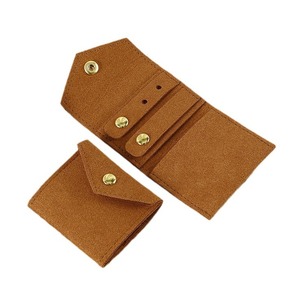 Bolsa de Almacenamiento de Joyas de Microfibra Portátil de Cuero PU de Lujo, Mini Bolsa Enrollable para Guardar Aretes, Cierre de Botón - Product Image 3