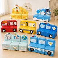 Canapés de jeu intérieurs doux sur le thème du transport et de l'espace, personnalisés pour les écoles maternelles, les garderies et les aires de jeux intérieures