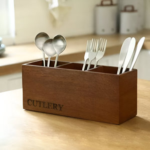 Meilleure vente support de cuillère en bois porte-couverts pour cuisine table à manger organisateur caddie de rangement à bas prix - Product Image 2