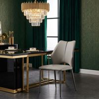 Moderner PU-Leder Esszimmerstuhl Luxuriöse Metallbeine Leuchtende Farben Gepolsterte Stühle Designer Heim- und Restaurantmöbel