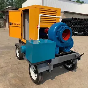 Agricultural Irrigation Portable Self-Priming Pump 300HW-7 Mobile Diesel Drainage Pump Centrifugal Mixed Flow Diesel Engine