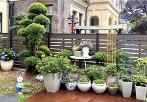 แผงรั้วระแนงทันสมัยสำหรับสวนพร้อมประตู สีดำพาวเดอร์เคลือบ ติดตั้งได้ พับเก็บได้ ป้องกันสนิม สำหรับกั้นสวน - Product Image 2