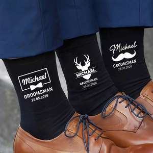 Calcetines de Boda, Calcetines Personalizados para Padrinos de Boda con Nombre, Fecha y Rol, Regalo para el Propositor, Recuerdos para la Despedida de Soltero - Product Image 5